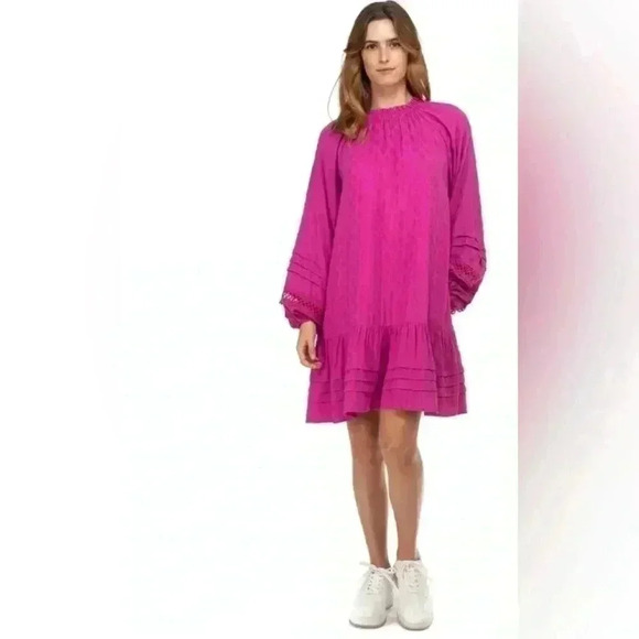 NWT BTFL Life Fuchsia Bishop Sleeved Dress Size Small - Picture 1 of 10